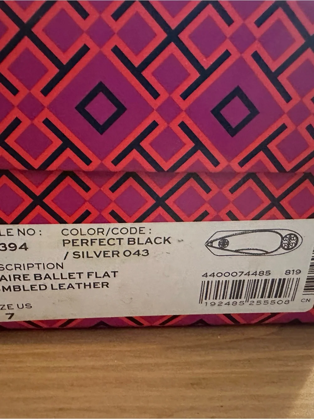 Tory Burch Claire Ballet Flats Black Leather Silver Logo Size 7 NIB